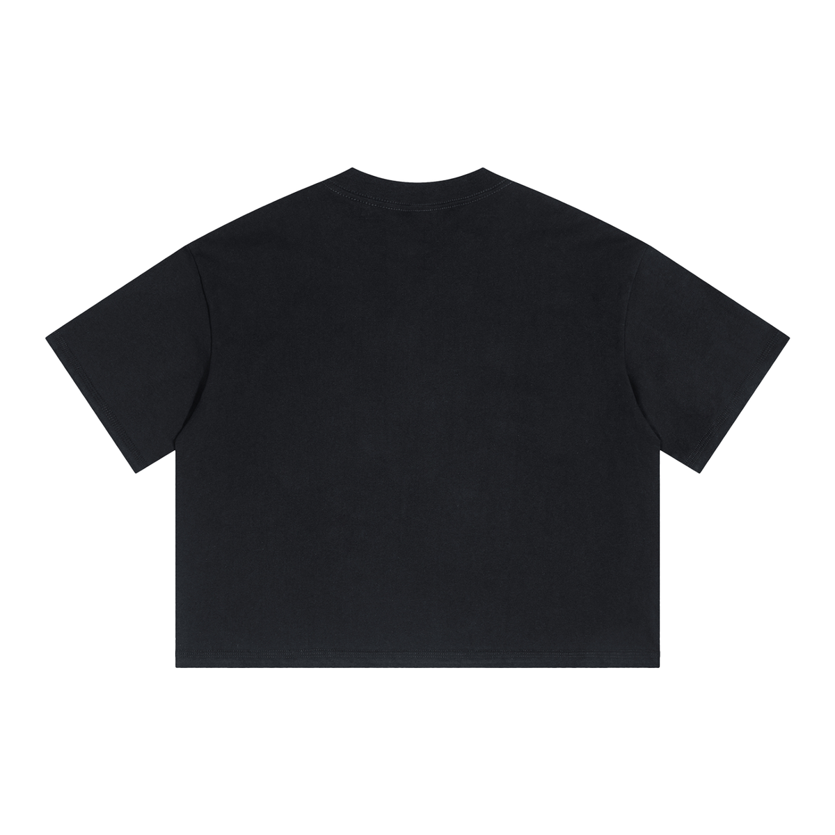 Alone Streetwear Tee Cropped Boxy T-Shirt Y2K 250GSM Summer Black Short Sleeve Crew Neck